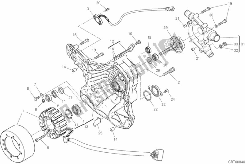 All parts for the Water Pump-altr-side Crnkcse Cover of the Ducati Monster 821 Stealth Thailand 2020